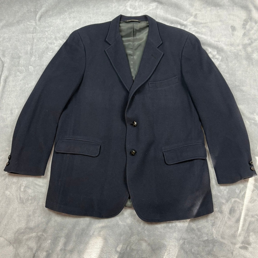 Jos A Bank 100%‎ Cashmere Navy Blazer 44R Mens 3 Button Sport Coat Luxury Preppy